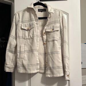 Kendall & Kylie White and Gray Plaid Utility Jacket